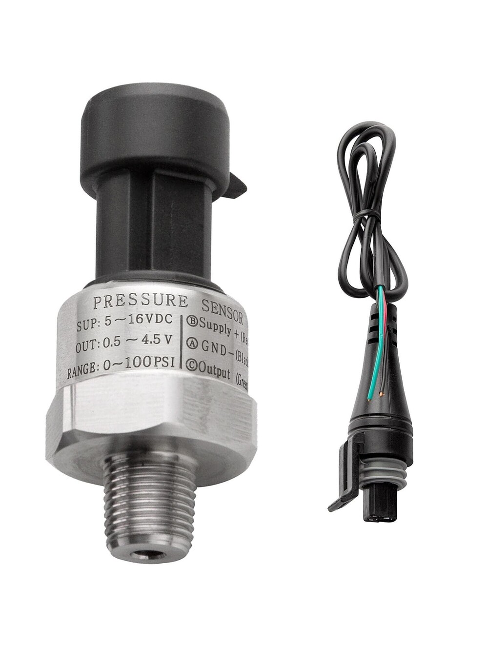 100 PSI Pressure Sensor Transducer 1/8-27 NPT Fuel Oil Air Water Sender w/Harnes